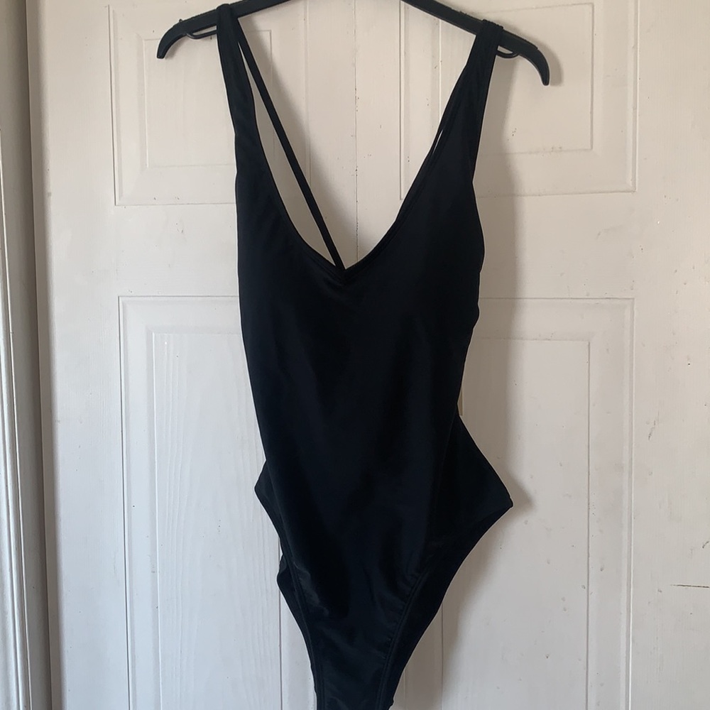 George V Neck Swimsuit Black XS NWT